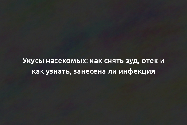 Укусы насекомых: как снять зуд, отек и как узнать, занесена ли инфекция