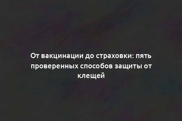 От вакцинации до страховки: пять проверенных способов защиты от клещей